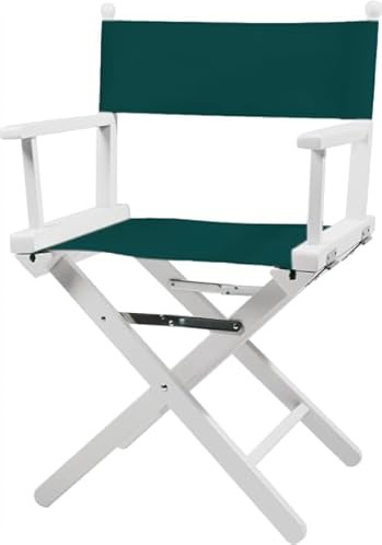 ZStyle Klappbarer Regiestuhl aus Holz, 90 cm hoch, 54 cm breit, 48 cm tief, schwarz (weißer Schaft – grüne Leinwand)