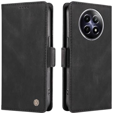 ILING Funda para Realme 12 5G / Realme 12X 5G, Carcasa Billetera de Cuero PU con Bloqueo RFID/Soporte/Ranura para Tarjeta/Magnético. Ultradelgado Antigolpes Flip Cubierta (Negro)