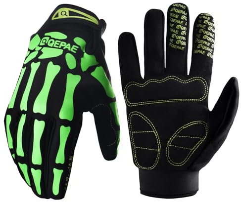 Azarxis Fahrradhandschuhe Reflektierende und rutschfeste Touchscreenhandschuhe Warme Winterhandschuhe Sporthandschuhe für Halloween Cosplay Party Weihnachten (Grün - leuchtet im Dunkeln, M)