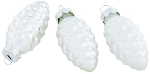 Weihnachtsschmuck Tannenzapfen Ø 23 mm Winterdeko Zapfen in Silber, 13 Stück - Christbaumkugeln aus Glas für schöne Weihnachtsdeko, idealer Baumschmuck für drinnen - Weihnachtsbaumschmuck