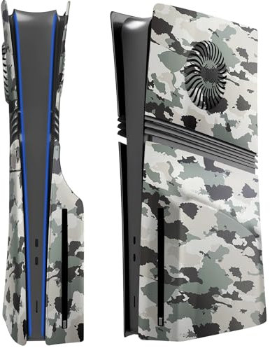 Hzxkqmil Replacement Plates Cover for PS5 Pro Console, Face Plate Custom Shell Faceplate Side Panels with Cooling Vents ABS Case Accessories for PS5 Pro Disc Edition, Camouflage