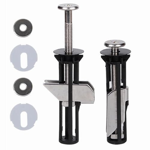 New Toilet Seat Fastener Bolt Kit, 304 Stainless Steel Toilet Seat Mounting Screws with Washers, Top Hinge Fixings Replacement Kit, Easy to Install (2 Sets)