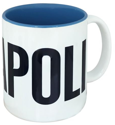 SSC NAPOLI Keramiktasse mit Aufschrift, innen hellblau