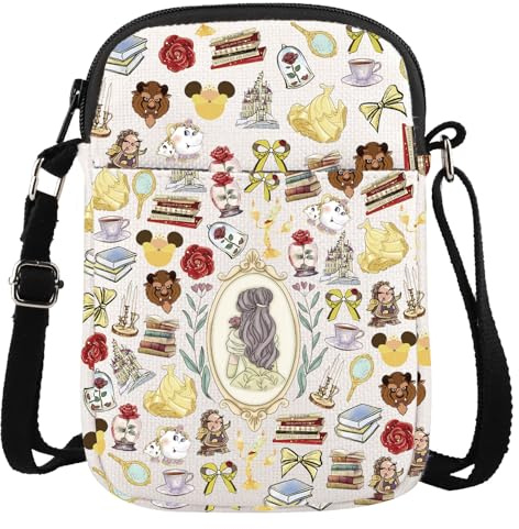 Beauty Movie Gift Fairytales Fans Geschenk Prinzessin Cartoon Film Fans Geschenk Prinzessin Belle Crossbody Bag, Belle Cr EU, 5.91 Inches ×8.27 Inches