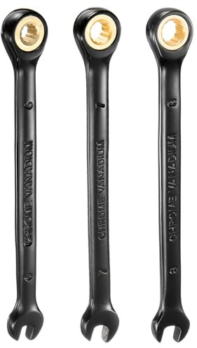 QUARKZMAN Set di 3 Chiavi a Cricchetto da 6-8mm in Acciaio Cr-V a 72 Denti Nichelato, Metriche a 12 Punti per Dadi e Bulloni
