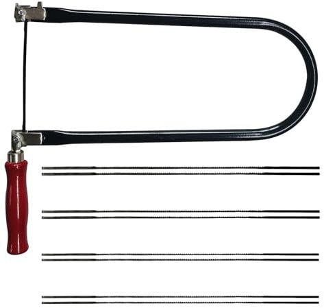 Laubsäge Set, Laubsäge 310mm mit 8 Laubsägeblätter(4 6 8 10) Handsäge Holzgriff Mini Bügelsäge 360 Grad Drehbar Drahtsäge für Präzise Schnitte und Linienbearbeitung