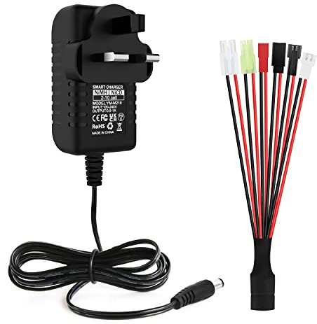 Haisito Charger for 2-10s 2.4-12V NIMH/NICD Battery Packs,RC battery smart charger for RC Car/RC Boat/RC Aircraft/Drone/Airsoft, Compatible with Standard Tamiya/Mini Tamiya/SM 2P/JST/XH/Futaba