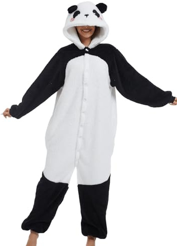 chuangminghangqi Tuta Donna Invernale Peluche Gigante Animali Pigiama Unisex con Cappuccio Tuta Donna Completa Adatto Come Costume Carnevale o Pigiami Natalizi Famiglia