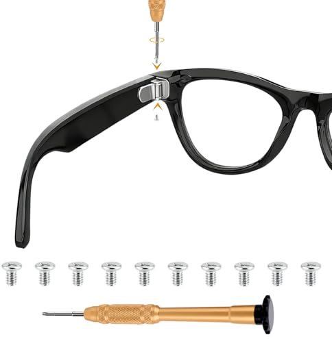 Screwdriver and 10 Screw Set for Ray-Ban Meta Wayfarer/Skyler/Headliner Gen 2 & Oakley Meta HSTN Smart Glasses, Smart Sunglasses Temple Repair Accessories