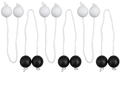 6pcs Ladder Ball For Toss Replacement Balls with Nylon Rope and Storage Bag for Golf Ball Bolas Ladder For Toss Yard Lawn Game Set (black+white)
