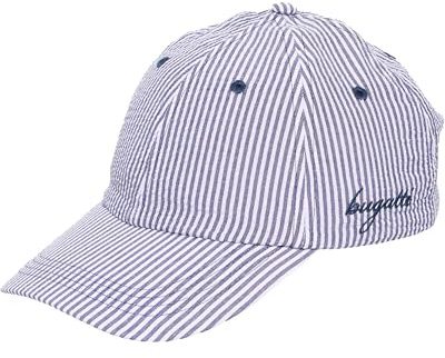 bugatti | Herren Basecap gestreift mit Seersucker-Effekt | sommerliche Cap mit Schriftzug und Strapback Navy