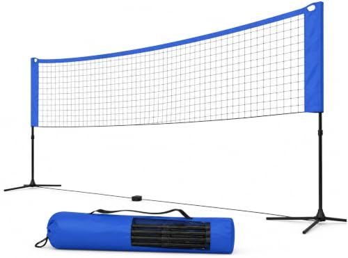 Badmintonnetz 3,1 m - höhenverstellbarer Ständer 107/105/150 cm und Tragetasche, Federballnetz Nylonnetz, auf- und abbaubar, Sportnetz für Tennis, Federball & Badminton, Volleyball