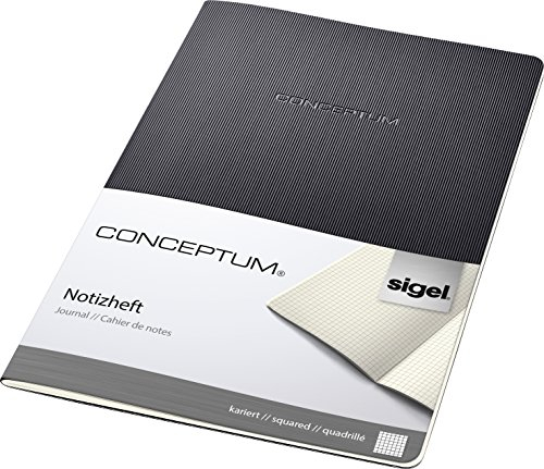 Sigel CO860 Notizheft A4 kariert schwarz, 64 Seiten, aus nachhaltigem Papier, Conceptum