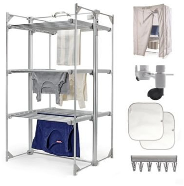 drysoon Deluxe 3-Tier Heated Clothes Airer & Accessories Pack