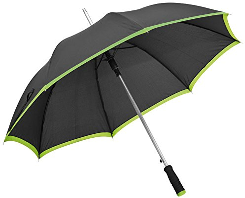 Eleganter Automatik-Regenschirm / mit Softgriff / Farbe: schwarz-apfelgrün
