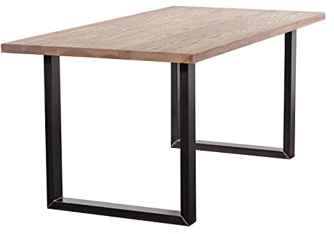 DESIGN DELIGHTS MASSIVHOLZ ESSTISCH Broadway 160x90cm | U-Profil Stahl Gestell| Esche grau geölt, massiver Küchentisch