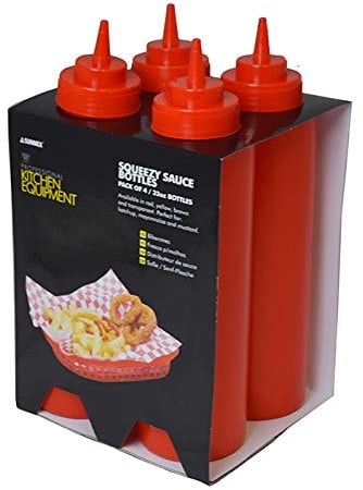 Sunnex 32 oz Squeeze Bottles Pack of 4 (Red)