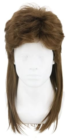 LeMarnia 80s Men's Long Straight Hair Mullet Wig Halloween Costume Party Wig