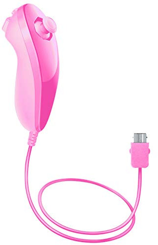 Mando Nunchuck Rosa para Nintendo Wii y Nintendo Wii U, Compatible Motion Plus