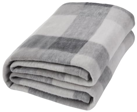 DREAMSCENE Winter-Fleecedecke kariert superweich warm gemütlich für Sofa Bett Picknick Garten Karomuster Grau/Weiß 120x 150 cm