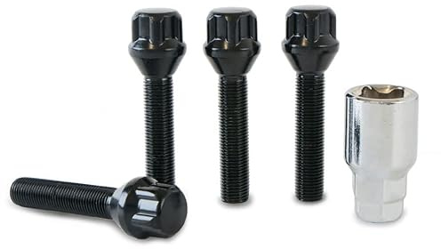 Black Extended 50mm Locking Bolts for Citroen C3 with Aftermarket Alloy Wheels PN.B2250B206 | Precision Black Locking Wheel Nuts Designed to fit Wheel Spacers to Aftermarket Alloys Only.