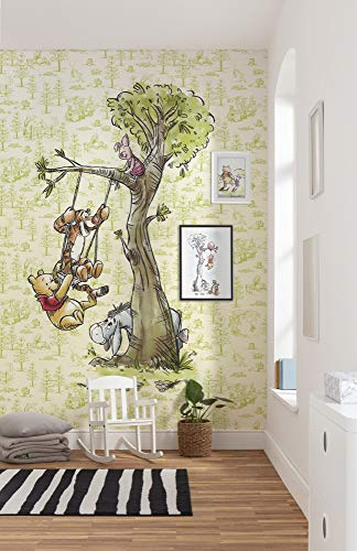Vlies Fototapete von Komar Winnie Pooh in the wood | Größe: 200 x 280 cm (Breite x Höhe), Bahnbreite 50 cm | Tapete, Wandbild, Dekoration, Wandbelag, Kinderzimmer, Schlafzimmer | DX4-017