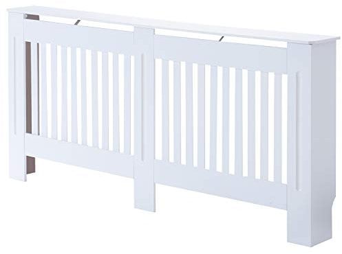 HOMCOM Cache-radiateur Design Panneau Cabinet 172L x 19l x 81H cm MDF Blanc
