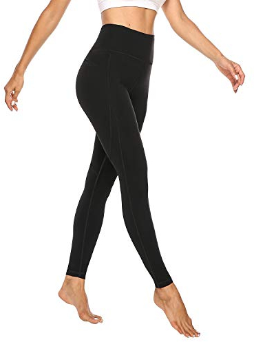 JOYSPELS Sport Leggings Damen High Waist Sporthose mit Tasche Leggins Blickdicht Sportleggins Yogahose, Schwarz, XXL