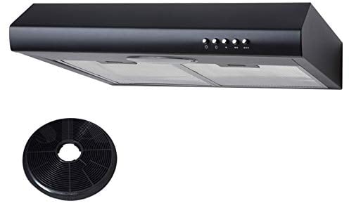 SIA STE50BL 50cm Black Slimline Visor Cooker Hood Kitchen Extractor Fan & Filter