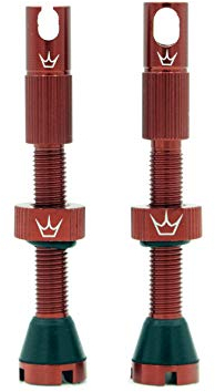Peaty's X Chris King MK2 Tubeless Ventil Presta - Integrierter Speichenschlüssel & Ventilkernentfernungskappen, Mountainbike, Rennrad Fahrrad Reifen, Kompatibel einfügen, 7075 Aluminium - 42mm Rot