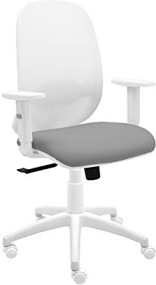 Silla Oficina Andy Blanca con Respaldo Malla, regulador Lumbar, Brazos Regulables, Mecanismo sincronizado Profesional 8 Horas, Ideal teletrabajo (Gris)