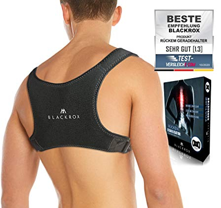 BLACKROX Rücken Geradehalter [Vergleichsieger 2024] | Damen & Herren | Haltungskorrektur | Rückenstabilisator | Rückenstütze | Effektiv gegen Rückenschmerzen & Buckehaltung | Schwarz