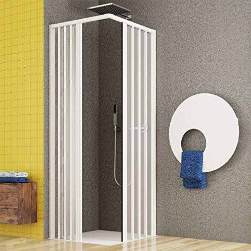 Yellowshop - Box doccia angolare per disabili in PVC a due ante estensibili a soffietto H185 modello Stefy (Cm 80 x 120)