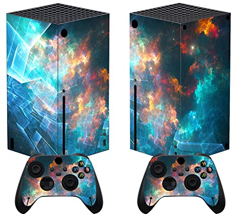 PlayVital Skin für Xbox Series X, Aufkleber Stickers Vinyl-Skins Schutzfolie Design Folie Zubehör für Xbox Series X Konsole Controller-Galaxis Riss
