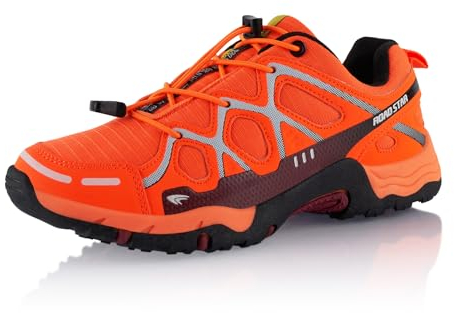 Fusskleidung® Damen Herren Wanderschuhe atmungsaktive Trekkingschuhe Orange Dunkelrot Weiß EU 38