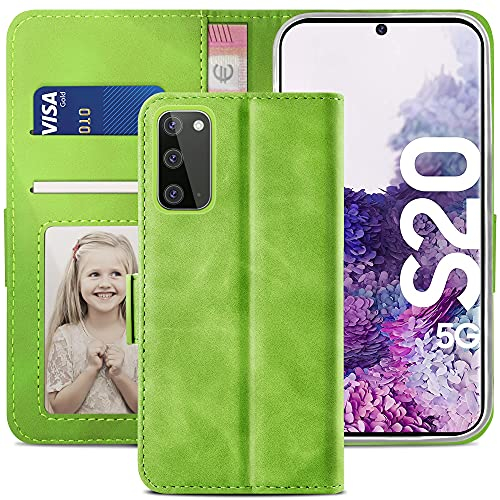 YATWIN Handyhülle Samsung Galaxy S20 Hülle, Klapphülle Samsung Galaxy S20 Premium Leder Brieftasche Schutzhülle [Kartenfach] [Magnet] [Stand] Handytasche Case für Samsung Galaxy S20, Grün
