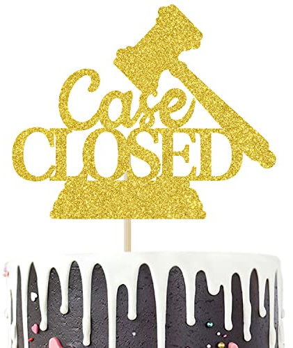 Gold Glitter Case Closed Cake Topper - Congrats Lawyer Cake Topper - 2022 Law School Graduation, College Graduate Party Dekorationen Supplies