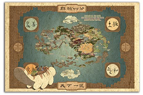Avatar The Last Airbender Karte Poster und Drucke, ungerahmt, Wandkunst, Geschenk, Dekoration, 40,6 x 63,5 cm