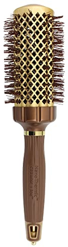 Olivia Garden NanoThermic PowerGrip Thermobürste mit speziellem, patentiertem gewelltem Schaft für zusätzliche Spannung und Griffigkeit, für mitteldickes bis dickes Haar, 4,5 cm