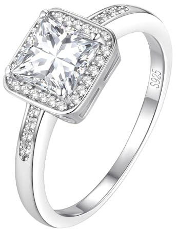 FindChic CZ Solitär Ring 925 Sterling Silber Versprechen Ringe für Frauen rhodiniert Zirkonia Verlobungsring Hochzeit 57