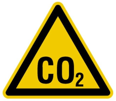 Aufkleber Warnung „CO2“ Hinweis Schild Folie selbstklebend, signalgelb | Größen wählbar Made in Germany, Größe: SL 10cm
