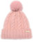 Michael Kors Mütze I Damenmütze I Bommelmütze I Wollmütze I Wintermütze I One Size I Strickmütze I Weiche Acrylwolle I Logo (Rosé)