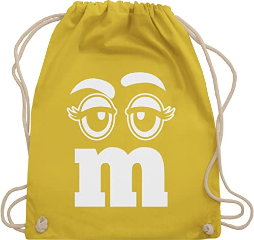 Turnbeutel Rucksack - & Fasching - Taschen - M und M Augen Karneval I Fastnacht I Fasnacht I Fasnet - Unisize - Gelb - gym bag festival karnevalsbeutel faschings mm juterucksäcke festivaltasche