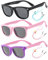 Lentes de Sol Flexibles para Niños y Niñas Polarizados Irrompibles Protección UV400 Certificado Bebés Gafas con Funda, 2-8 Años (Negros + Morado/Rosa + Rosa/Cian)