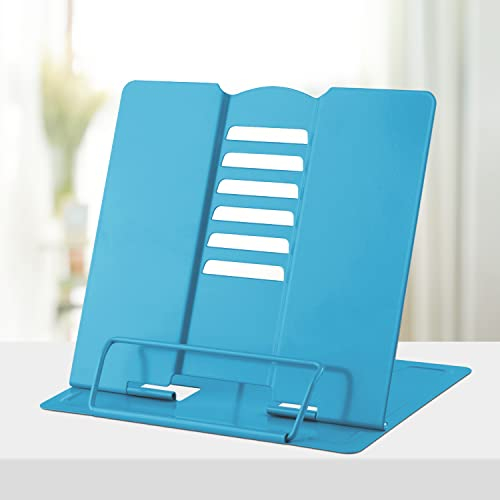 Honagu Buchständer, Metall-Schreibtisch-Buchhalter, Buchhalter zum freihändigen Lesen, verstellbarer Kochbuch-Dokumentenhalter, tragbarer Buchständer für Musikbücher, Tablet, iPad (himmelblau)