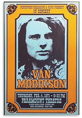 JEYUAN Kunstdruck Poster 50 * 70cm Senza Cornice Van Morrison al Paramount Theatre 1971 Poster Pittura decorativa retrò per la casa Camera da letto Soggiorno