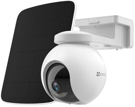 EZVIZ 2K kabellose Akkukamera aussen, PTZ WLAN Kamera mit AI Personenerkennung, 10400mAh Akku, Automatische Verfolgung, Farbnachtsicht, Zwei-Wege-Audio und Solarpanel verfügbar, CB8 Kit