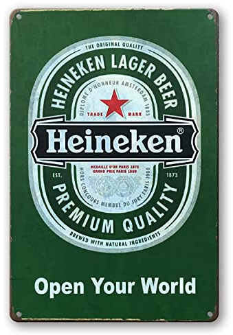 Heineke-N Polyester-Logo Vintage Blechschilder Kunst Wohnaccessoires Displate Retro Metallschilder Eisen Malerei Rostige Wanddekoration Poster 8 x 12 Zoll