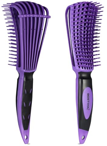 BESTOOL Hair Brush, Pro Detangle Hair Brush, Detangling Brush for Natural Black Curly Hair Afro 3/4abc Texture, Faster and Easier Detangle Wet or Dry Hair (Purple)