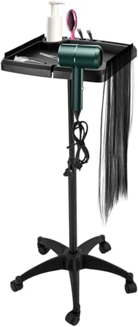 SUBKUDY Rollende Salon Tablett Wagen Bewegliche Werkzeug-Tablett Haarverlängerungswagen Beweglicher Friseurwagen Werkzeughalter Ständer für Friseursalon Höhenverstellbar